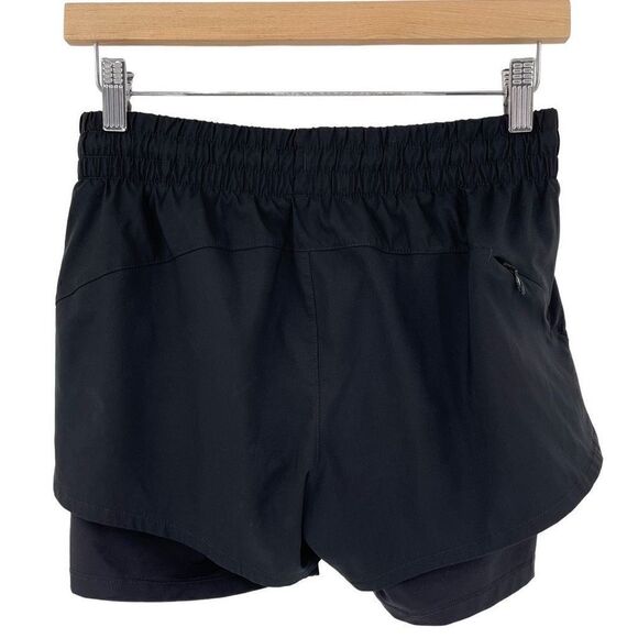 Athleta Racer 2 in 1 Shorts Layered Black Zip Pockets 291755 Women Size XS - Picture 3 of 8